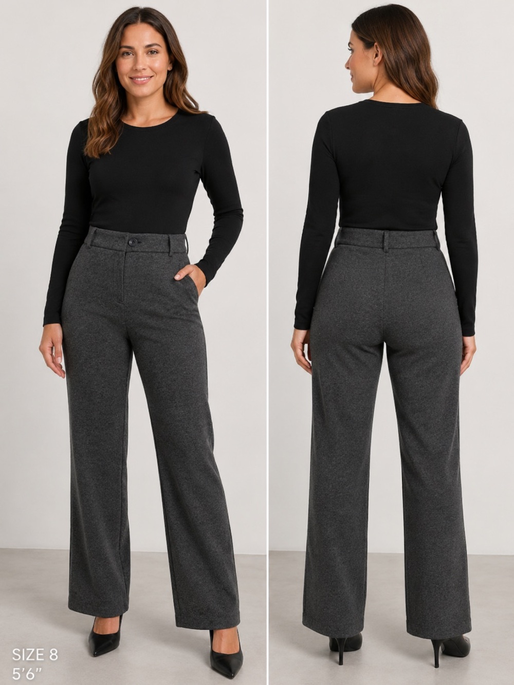 Women’s size 8 Charcoal Gray High Rise Wide Leg Dress Pants